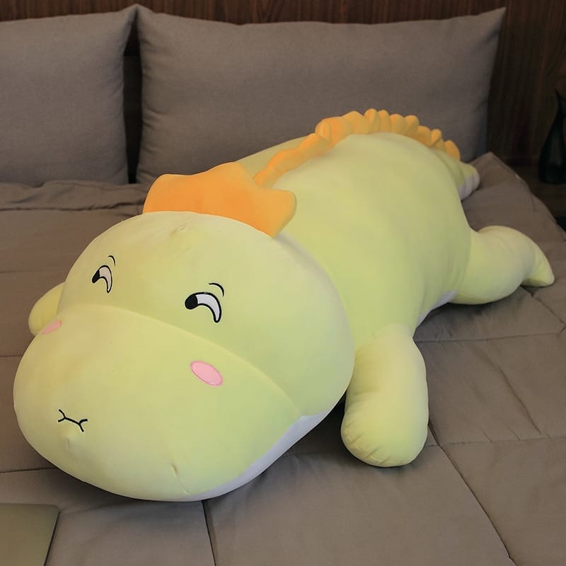 Knuffel Dinosaurus Heldergroen Adorable Met Lange Lijf Puntige Staart De Knuffel