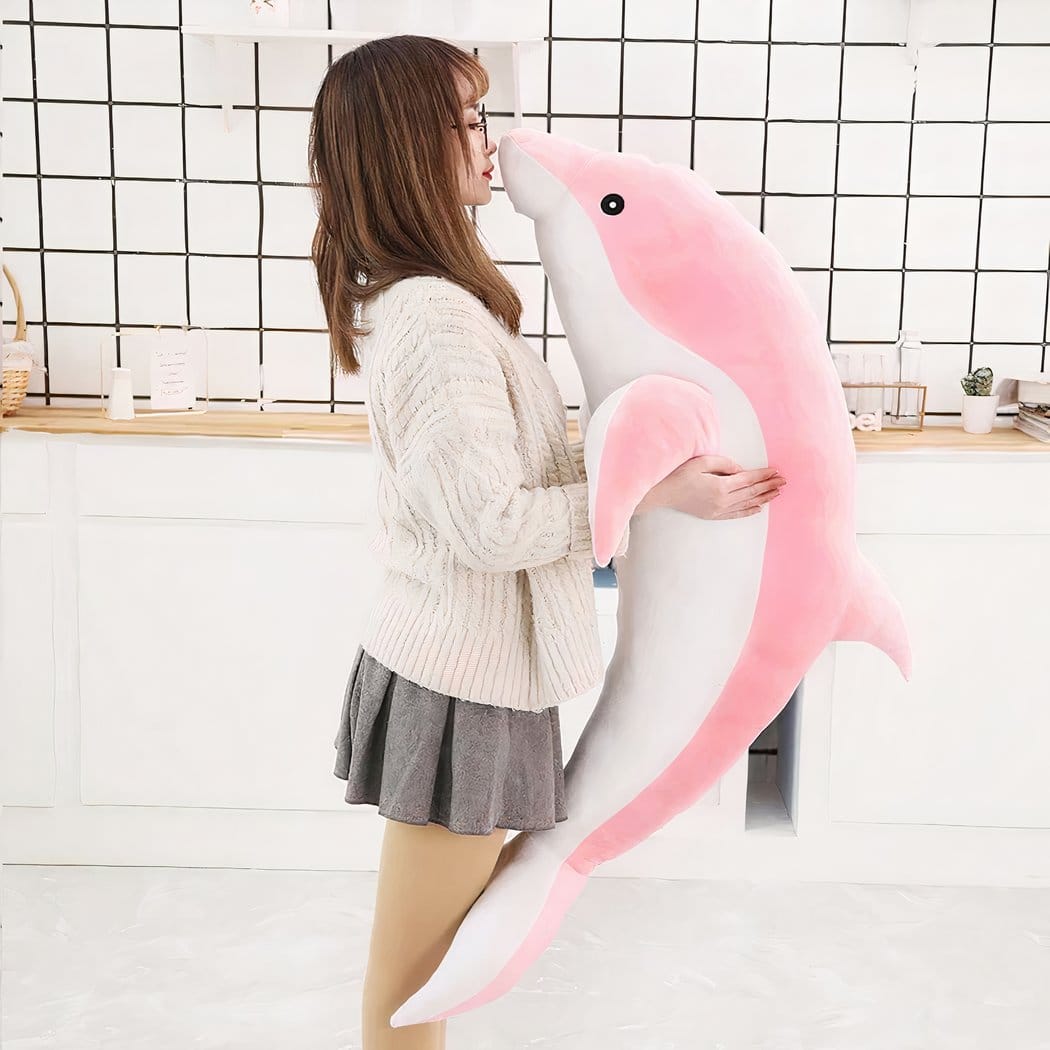 Knuffel Dolfijn Schattig Zachte Pluche Knuffel in Verschillende Kleuren De Knuffel roze / 100cm