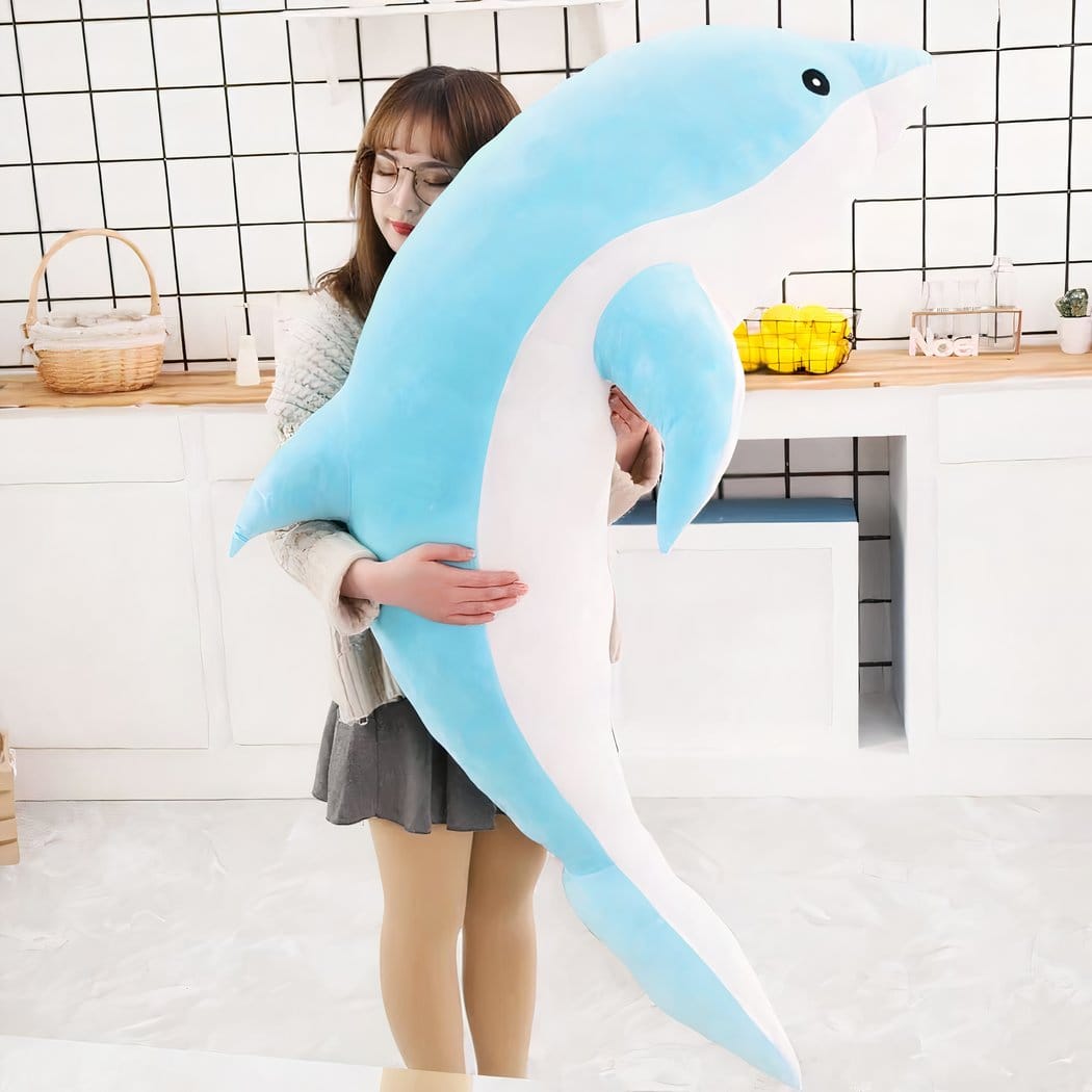 Knuffel Dolfijn Schattig Zachte Pluche Knuffel in Verschillende Kleuren De Knuffel blauw / 160cm
