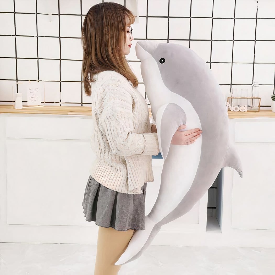Knuffel Dolfijn Schattig Zachte Pluche Knuffel in Verschillende Kleuren De Knuffel grijs / 160cm