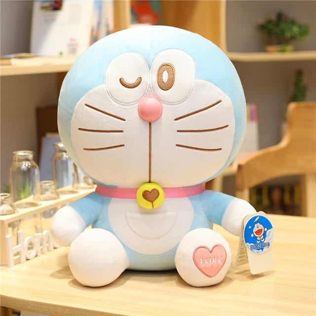 Knuffel Doraemon Met Blauwe Blinkende Ogen Bij Aanraking De Knuffel