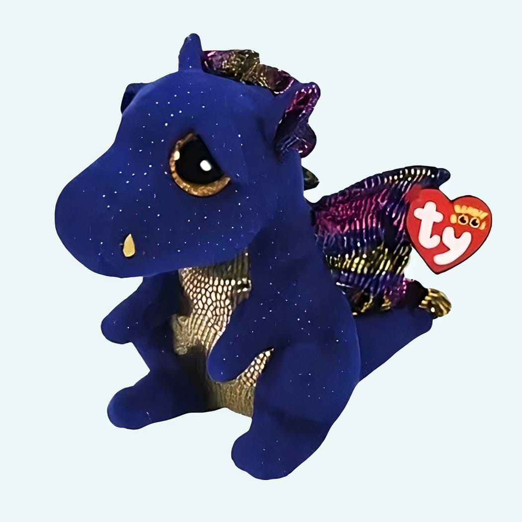 Knuffel Draak TY Blauw, 15 cm, Authentiek TY-Design De Knuffel