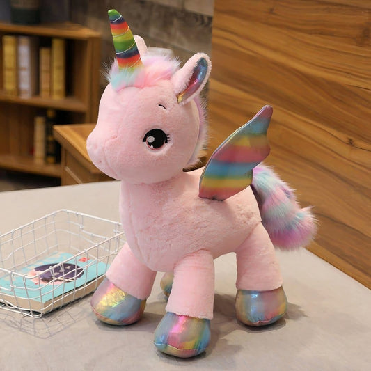 Knuffel Eenhoorn Regenboog Kleurrijk 80 Cm Hoog Zachte Stof De Knuffel roze / 80cm