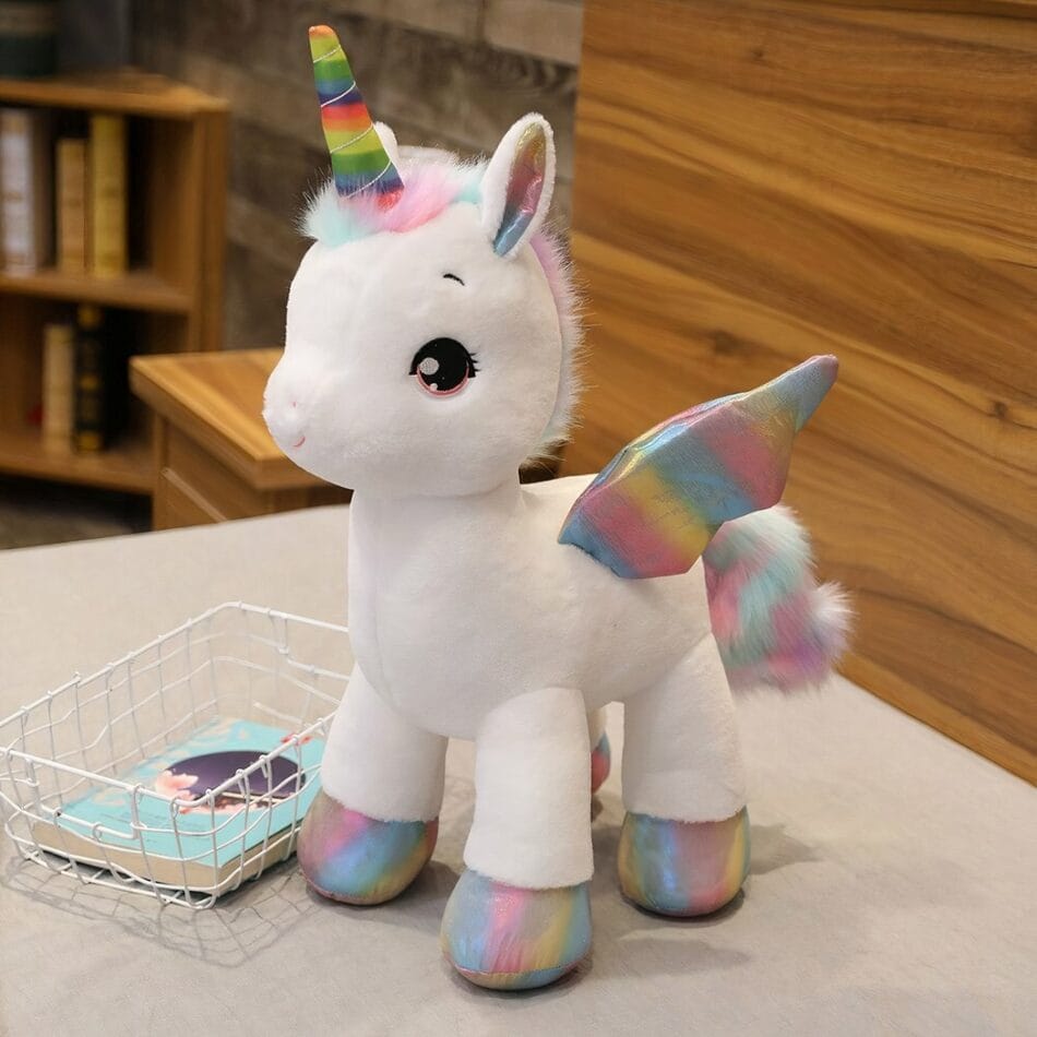 Knuffel Eenhoorn Regenboog Kleurrijk 80 Cm Hoog Zachte Stof De Knuffel