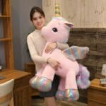 Knuffel Eenhoorn Regenboog Kleurrijk 80 Cm Hoog Zachte Stof De Knuffel