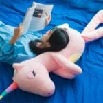Knuffel Eenhoorn XXL Zachte Zijdeachtige Vacht Pastel Blau Roze Wit De Knuffel