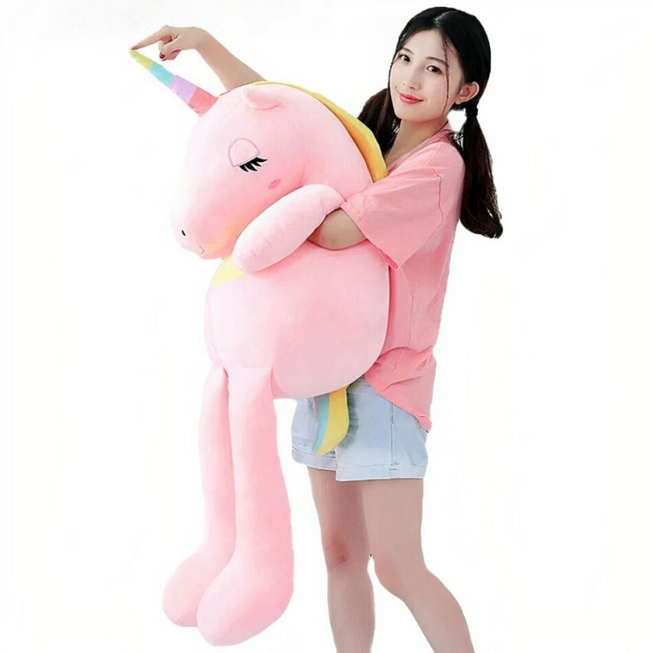 Knuffel Eenhoorn XXL Zachte Zijdeachtige Vacht Pastel Blau Roze Wit De Knuffel