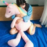 Knuffel Eenhoorn XXL Zachte Zijdeachtige Vacht Pastel Blau Roze Wit De Knuffel