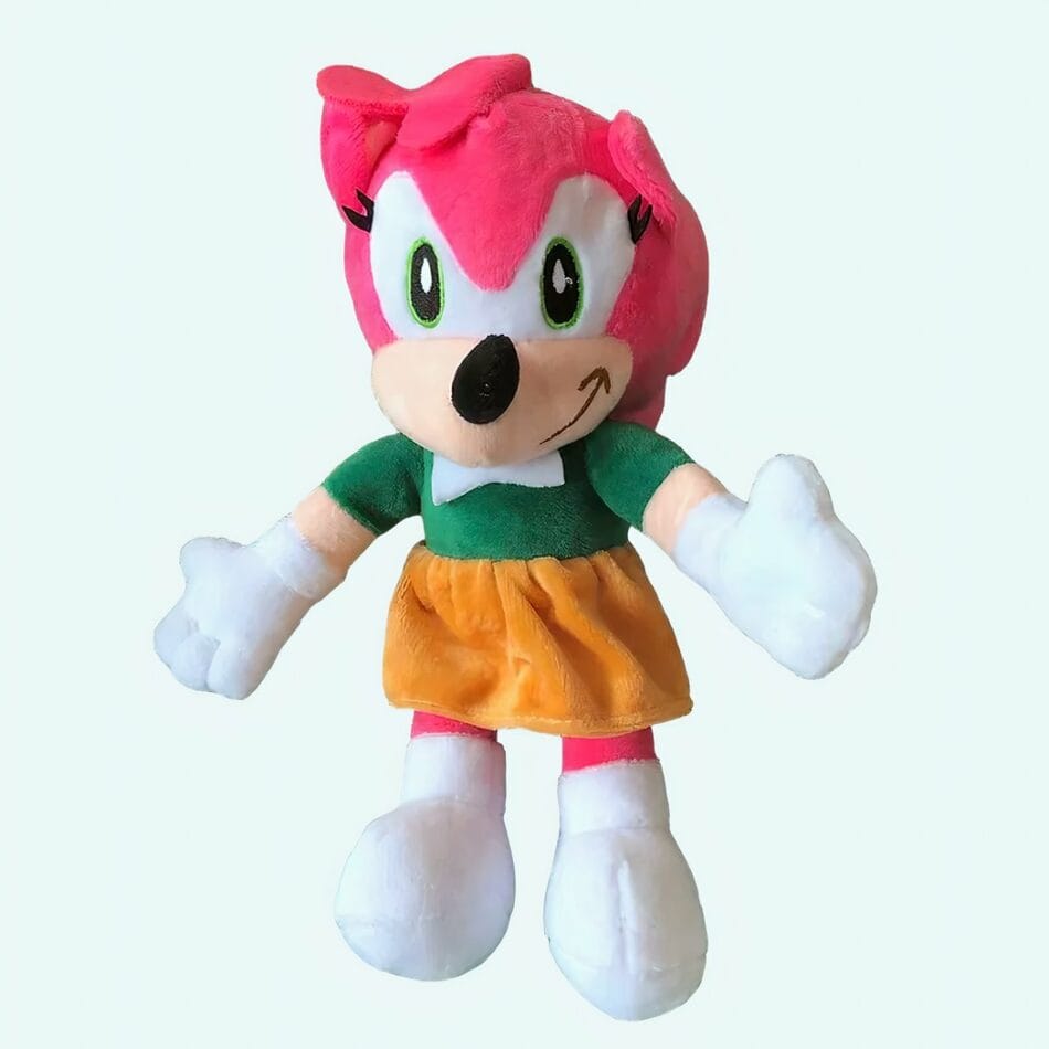 Knuffel Egel Amy Roze Sonic Met Jurk En Witte Handschoenen 15 Cm De Knuffel
