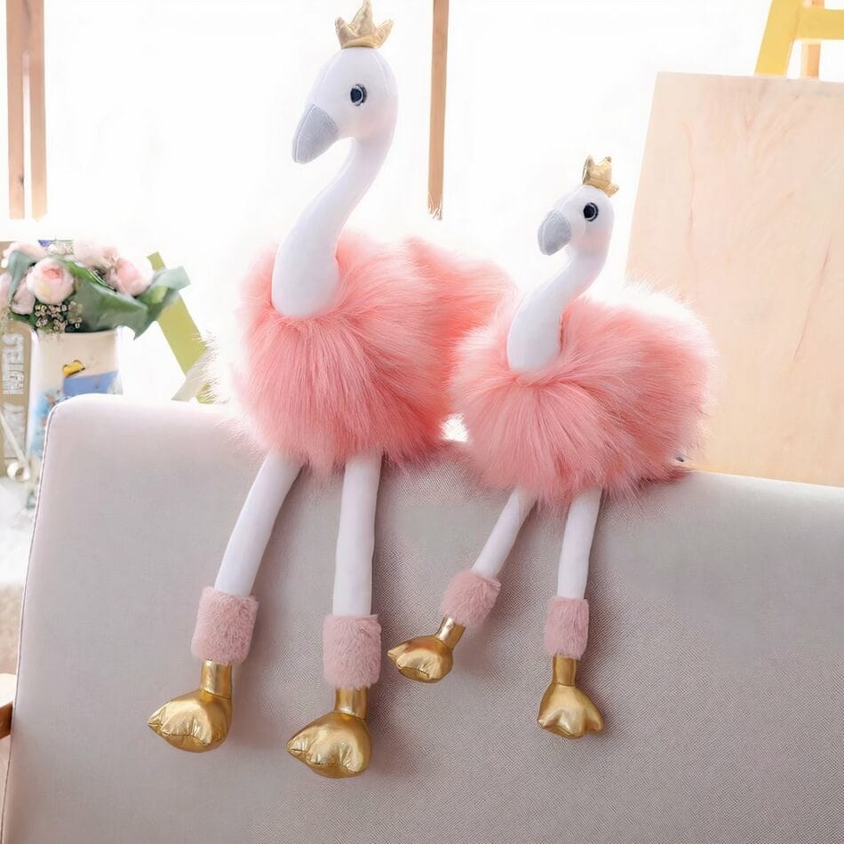 Knuffel Flamingo Roze Met Lang Haar Decoratieve Knuffel De Knuffel