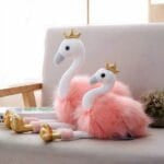 Knuffel Flamingo Roze Met Lang Haar Decoratieve Knuffel De Knuffel
