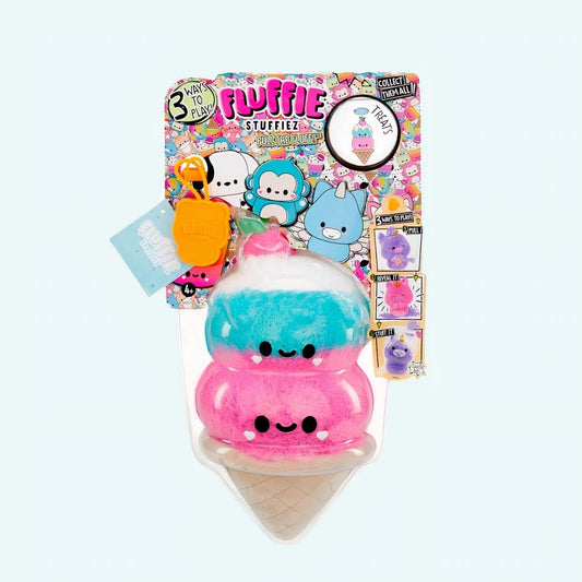 Knuffel Fluffie Stuffiez IJscone Roze en Blauw Zachte Pluche De Knuffel