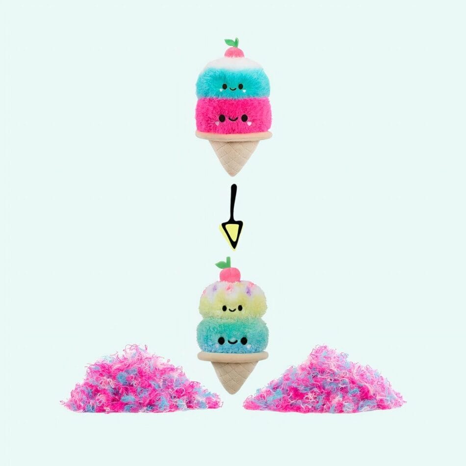 Knuffel Fluffie Stuffiez IJscone Roze en Blauw Zachte Pluche De Knuffel