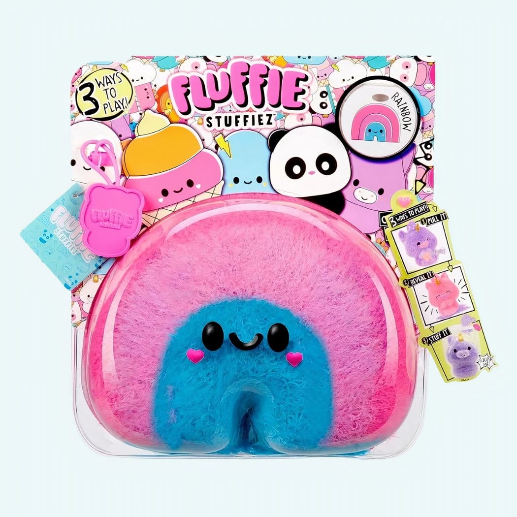 Knuffel Fluffie Stuffiez Regenboog Roze En Blauw Verrassing De Knuffel