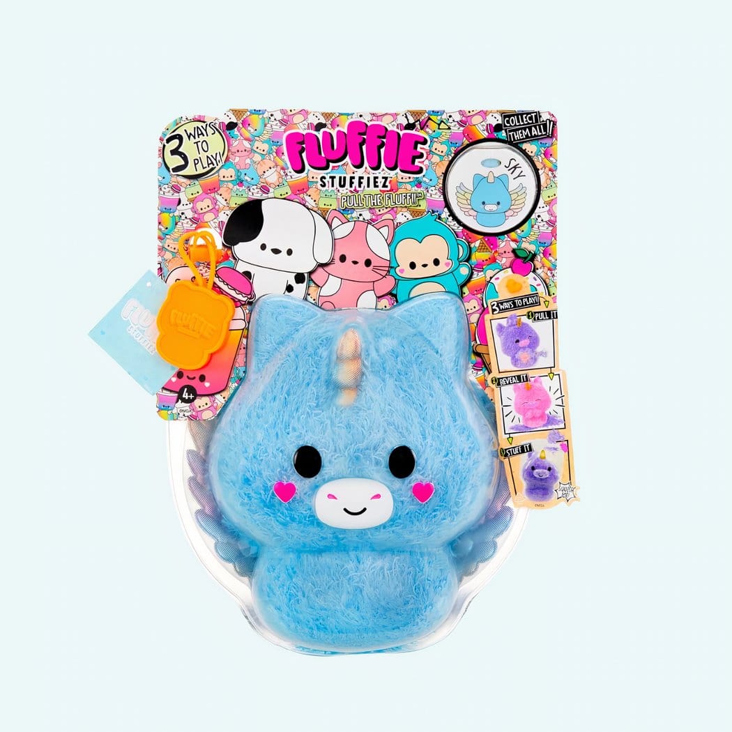 Knuffel Fluffie Stuffiez Unicorn Blauw met Transformatiemogelijkheid De Knuffel