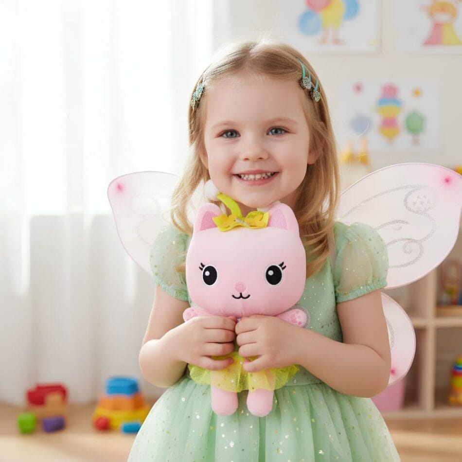 Knuffel Gabby Kat Fée Minette Met Pastelroze Vacht Vleugels Tule Tutu De Knuffel