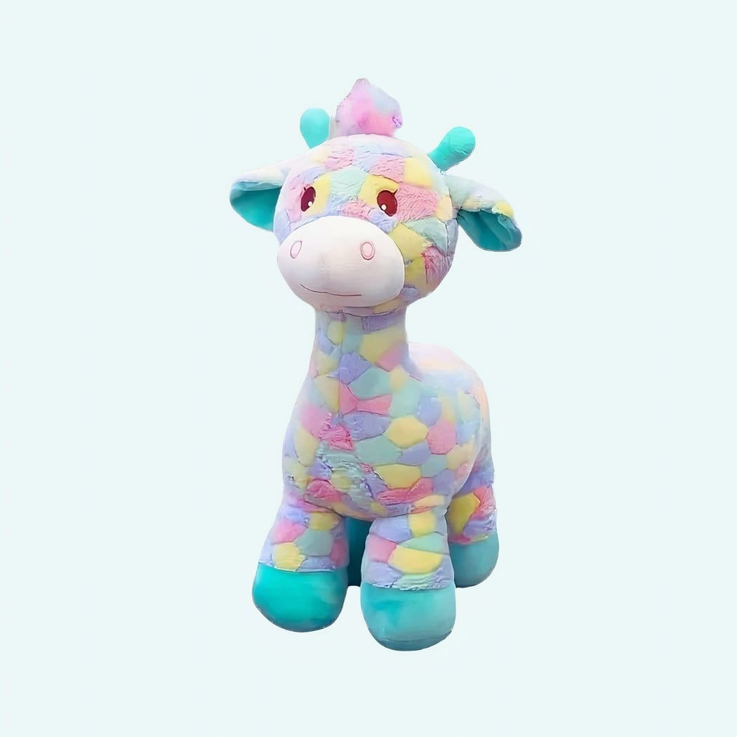 Knuffel Giraf Regenboog 30 cm Zacht met Stippenpatroon De Knuffel