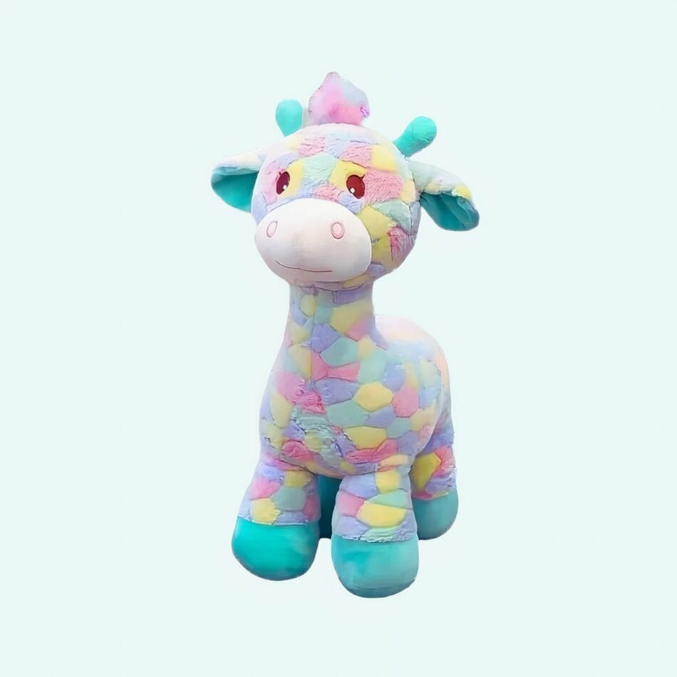 Knuffel Giraf Regenboog 30 cm Zacht met Stippenpatroon De Knuffel