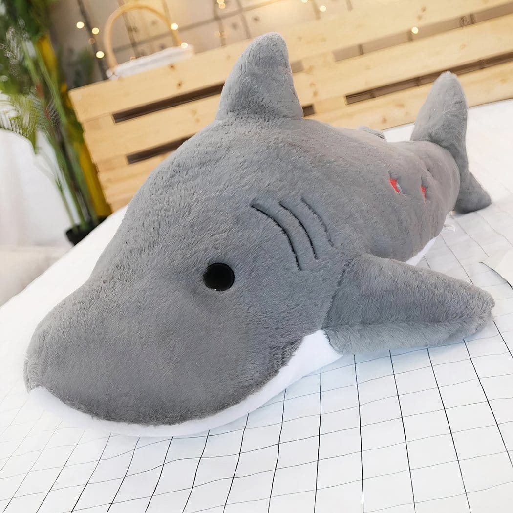 Knuffel Haai XXL van Zachte Pluche 120 cm De Knuffel grijs
