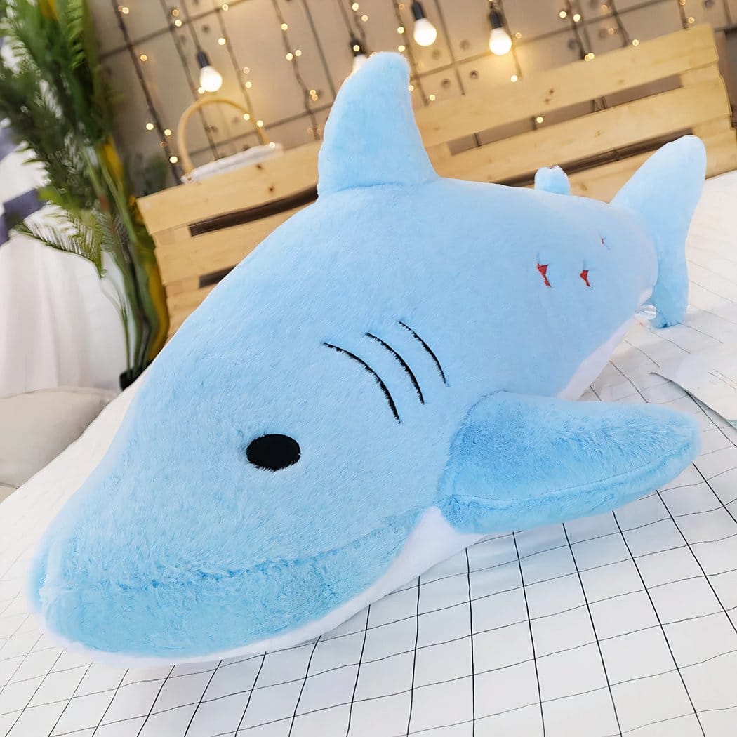 Knuffel Haai XXL van Zachte Pluche 120 cm De Knuffel blauw