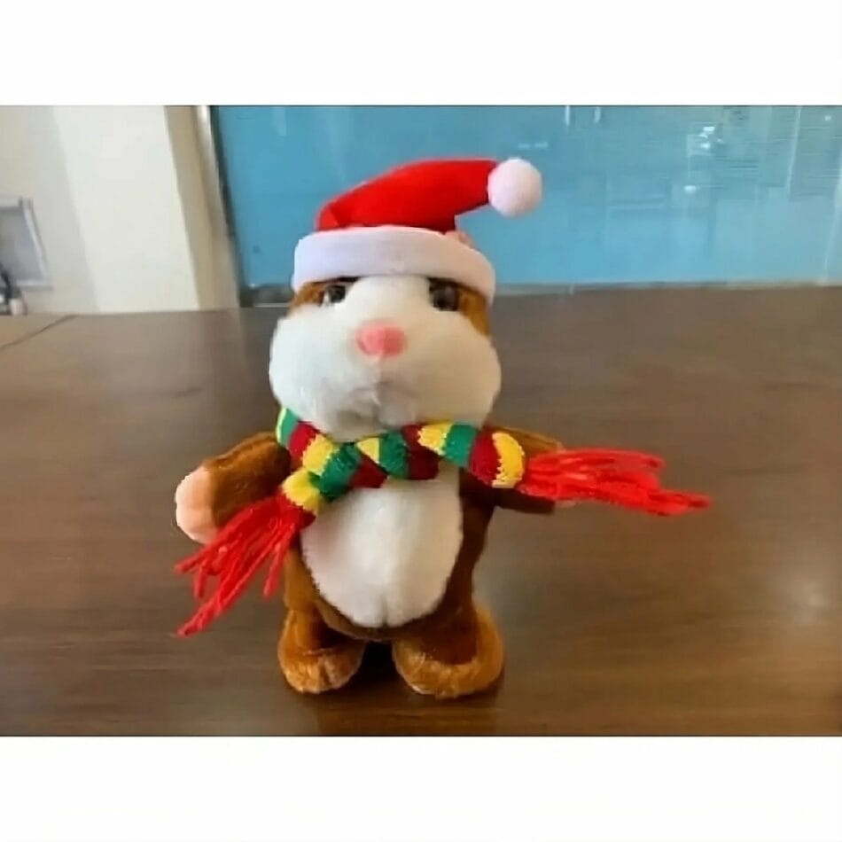 Knuffel Hamster Noël Die Praat Met Père Noël Muts En Sjaal De Knuffel