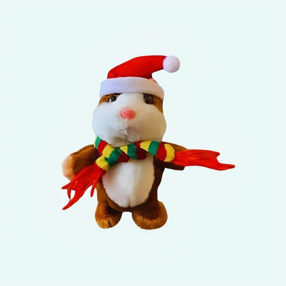 Knuffel Hamster Noël Die Praat Met Père Noël Muts En Sjaal De Knuffel
