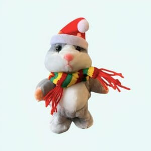 Knuffel Hamster Noël Die Praat Met Père Noël Muts En Sjaal De Knuffel
