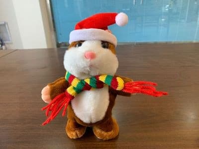 Knuffel Hamster Noël Die Praat Met Père Noël Muts En Sjaal De Knuffel