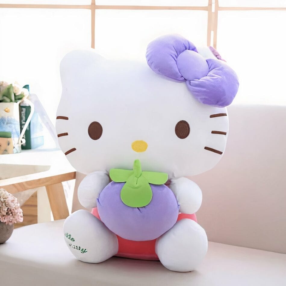 Knuffel Hello Kitty Myrtille Met Paarse Strik De Knuffel