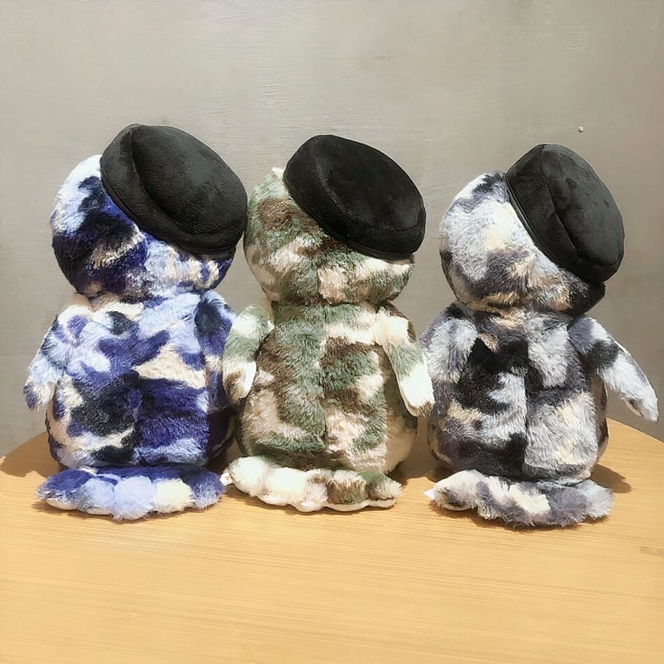 Knuffel Hibou Militaire Grijs Handgemaakt Zachte Vulling De Knuffel