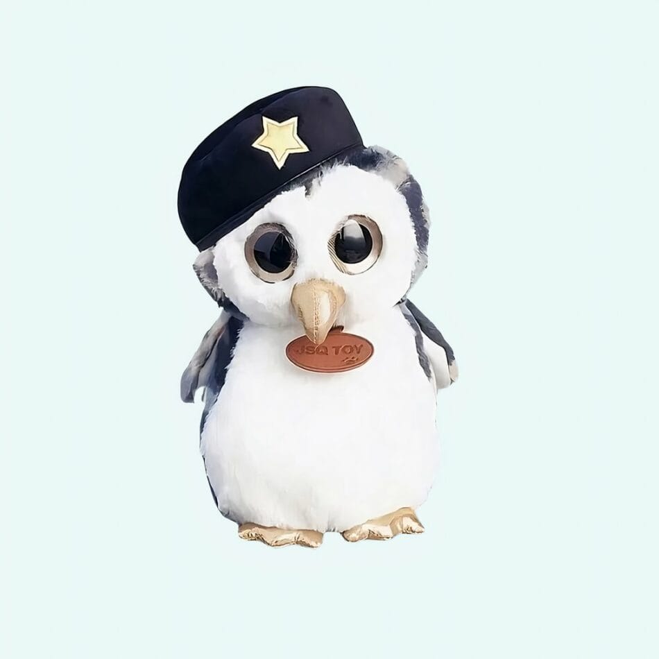 Knuffel Hibou Militaire Grijs Handgemaakt Zachte Vulling De Knuffel