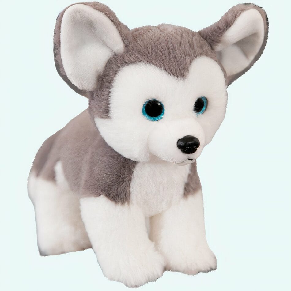 Knuffel Hond Husky Grijs Met Zachte Vacht En Kunststof Ogen De Knuffel