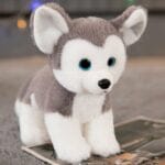 Knuffel Hond Husky Grijs Met Zachte Vacht En Kunststof Ogen De Knuffel
