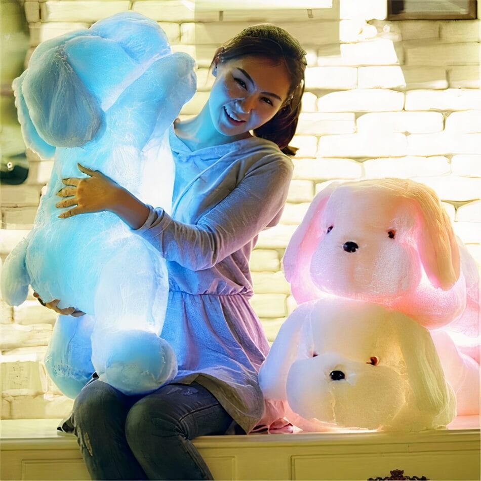 Knuffel Hond Lichtgevend Roze 50 cm Met LED Gloed De Knuffel