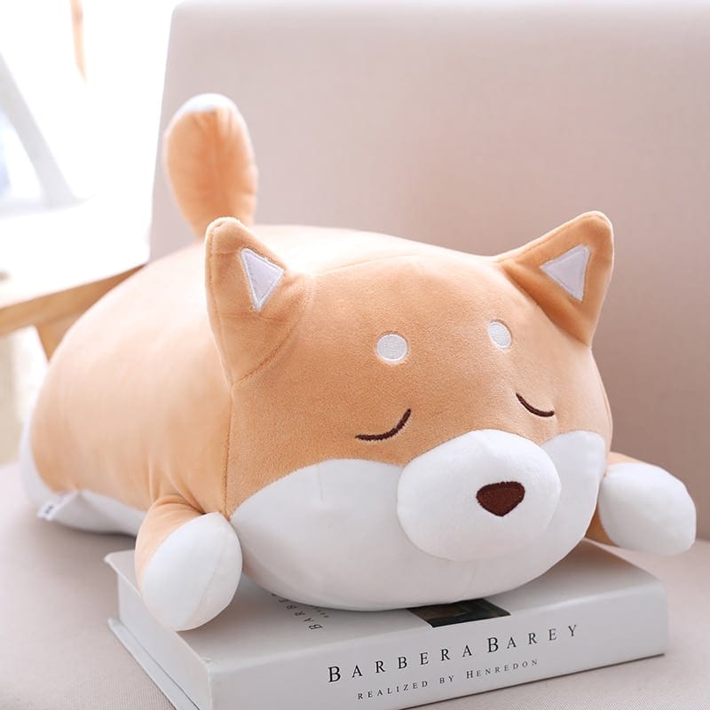 Knuffel Hond Marron Kawaii Met Gesloten Ogen En Slaapkussen De Knuffel