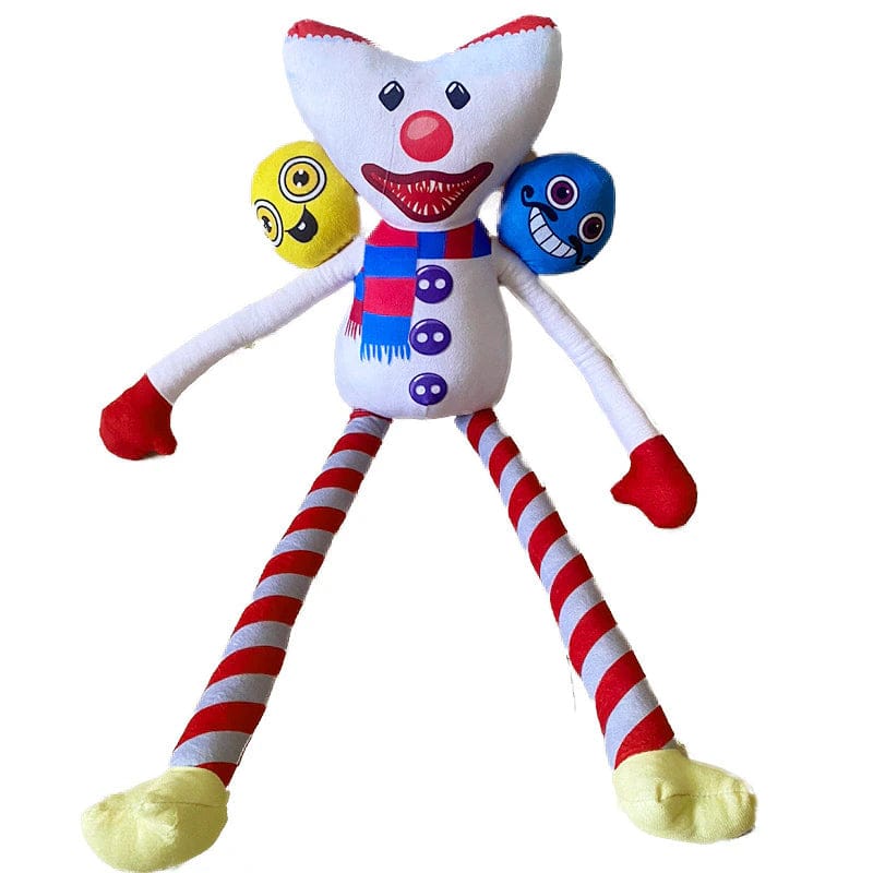 Knuffel Huggy Wuggy Eng Clown met Felgekleurde Clownkop De Knuffel