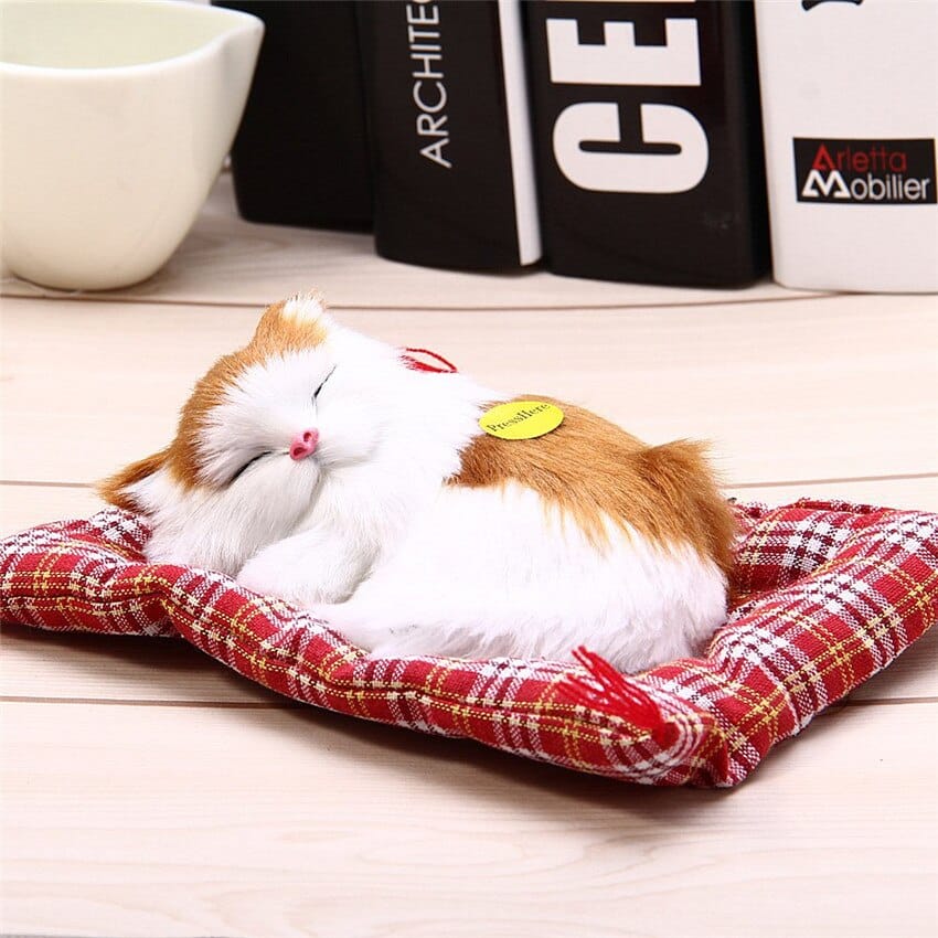 Knuffel Kat Roux en Wit Slapend Pluche Zacht De Knuffel