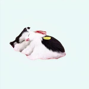 Knuffel Kat Roux en Wit Slapend Pluche Zacht De Knuffel