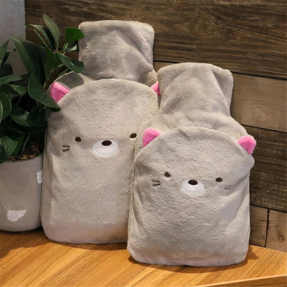 Knuffel Kat Warmwaterkruik met Borduursels Veilig voor Kinderen De Knuffel