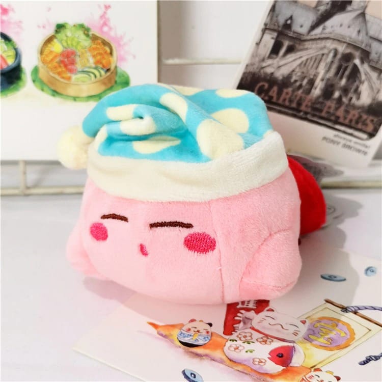 Knuffel Kirby met Blauwe Slaapmuts Zachte Pluche De Knuffel