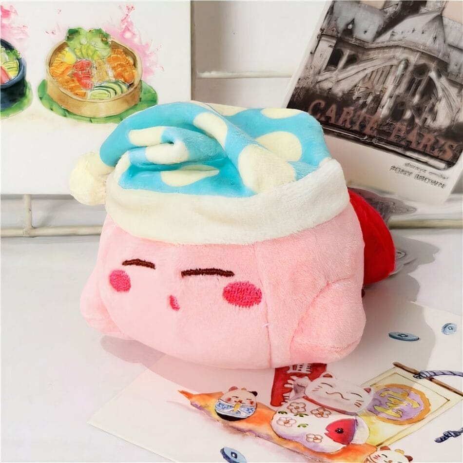 Knuffel Kirby met Blauwe Slaapmuts Zachte Pluche De Knuffel