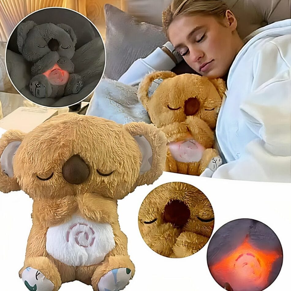 Knuffel Koala Geel Of Grijs Ademend Met Bewegende Buik En Muziek De Knuffel