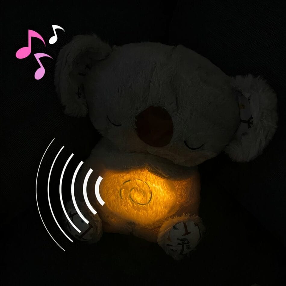 Knuffel Koala Geel Of Grijs Ademend Met Bewegende Buik En Muziek De Knuffel