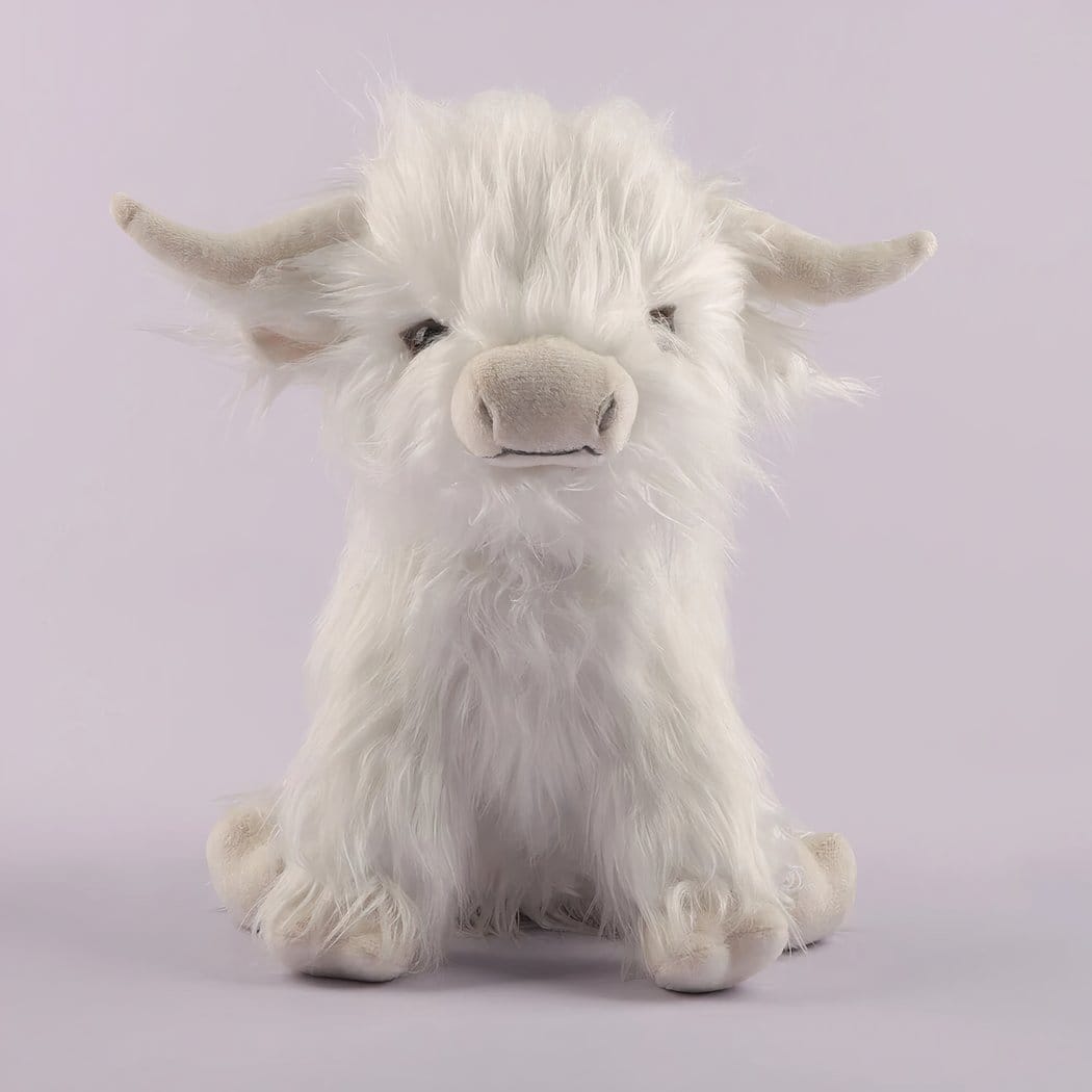 Knuffel Koe Highland Met Lang Haar Zachte Bruine Vacht De Knuffel wit