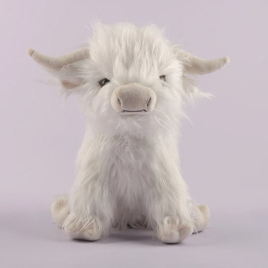Knuffel Koe Highland Met Lang Haar Zachte Bruine Vacht De Knuffel wit