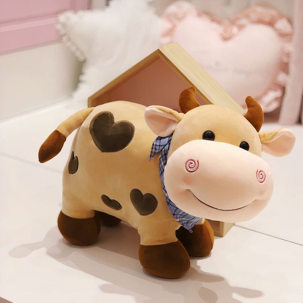 Knuffel Koe Met Hartjespatroon Zachte Knuffelvriend De Knuffel bruin / 40cm