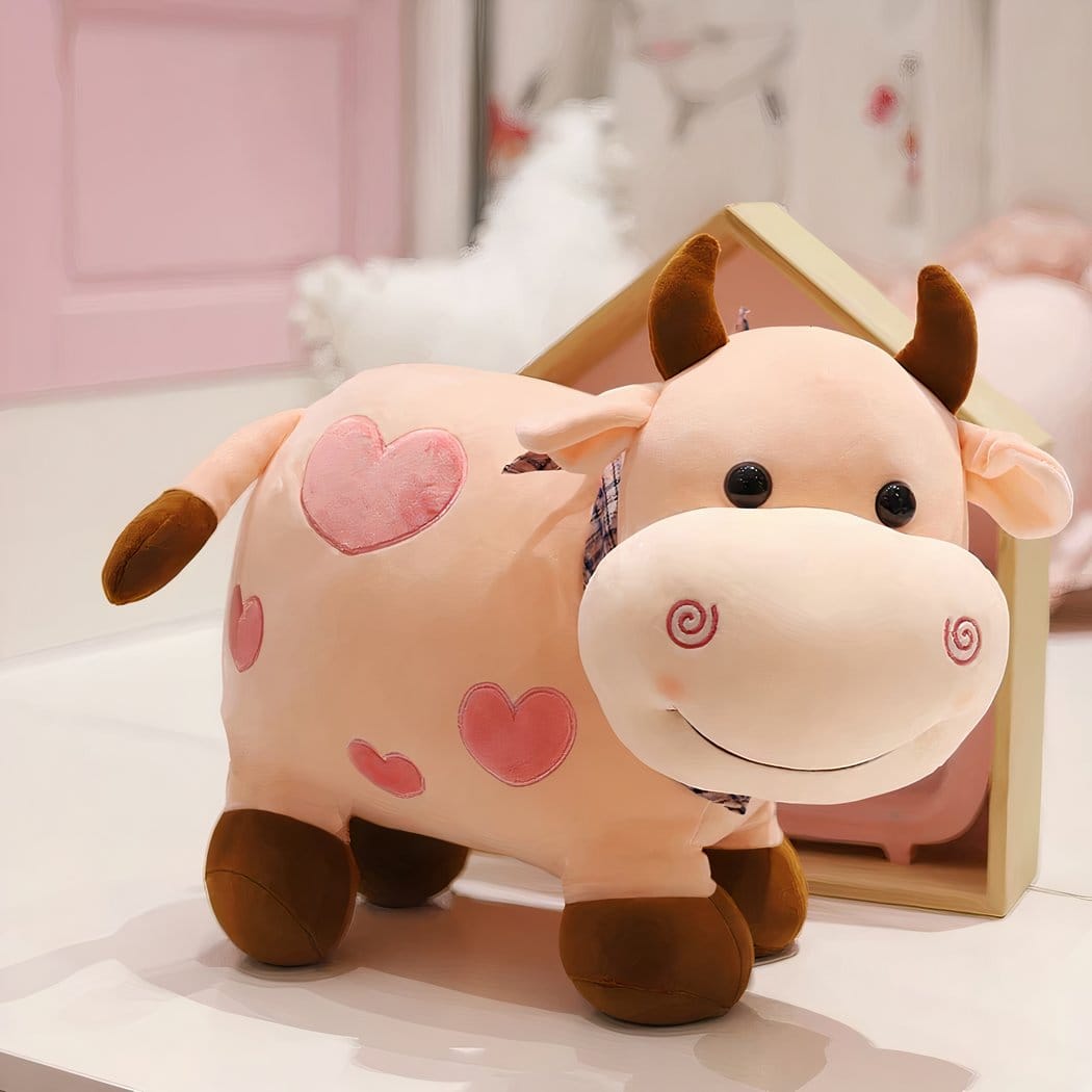 Knuffel Koe Met Hartjespatroon Zachte Knuffelvriend De Knuffel roze / 40cm
