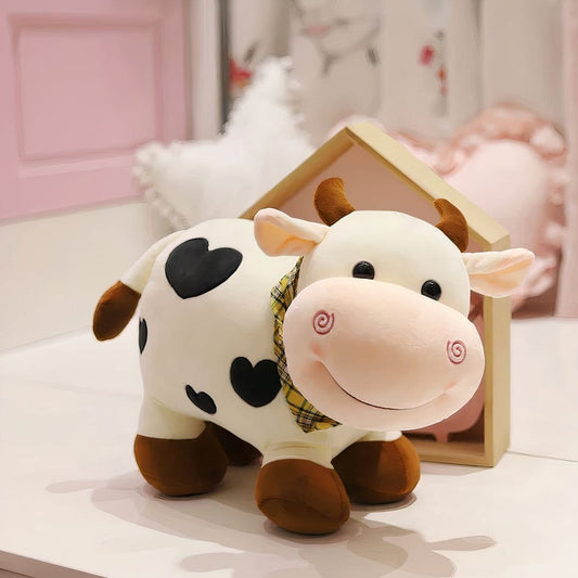 Knuffel Koe Met Hartjespatroon Zachte Knuffelvriend De Knuffel wit / 25cm