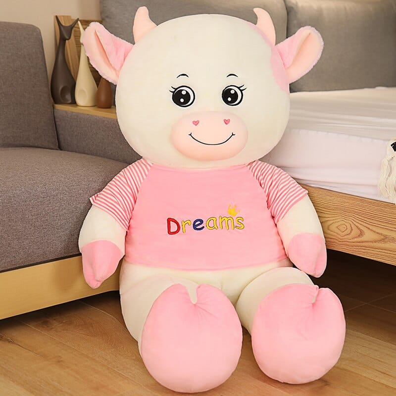 Knuffel Koe Reuzen Roze Outfit Zachte Grote Pluche De Knuffel