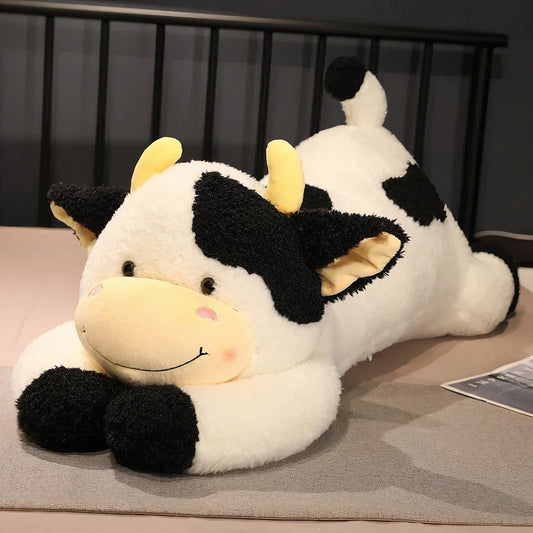Knuffel Koe Schattig Reuzen 90 cm Met Bruine Hoorns De Knuffel 90cm / zwart